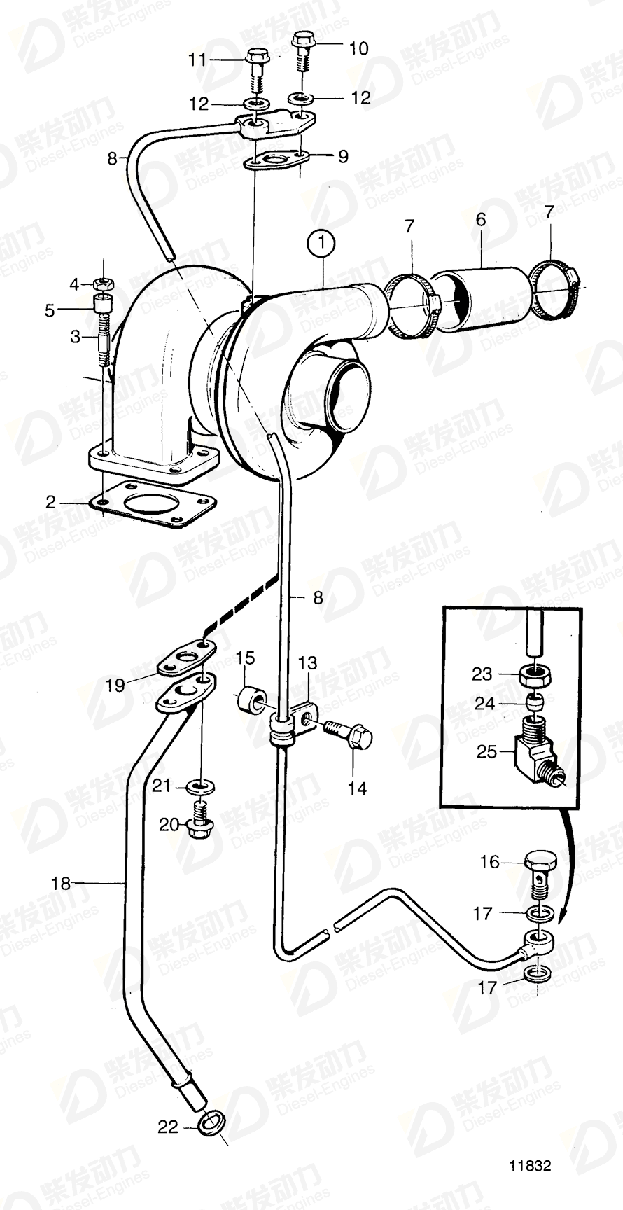 volvo penta Turbocharger 848554 Drawing